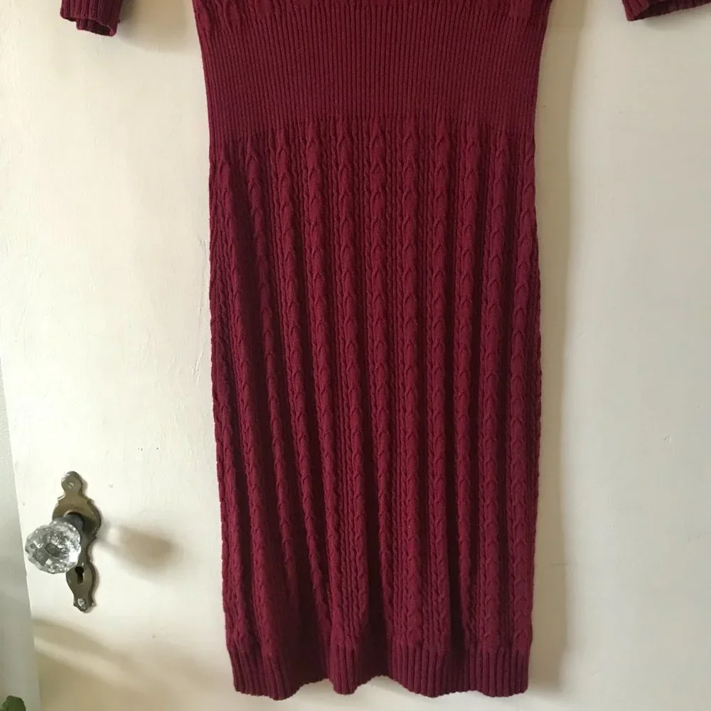 BCBG Merlot Bodycon V-Neck Sweater Dress, Size M - Picture 3 of 8